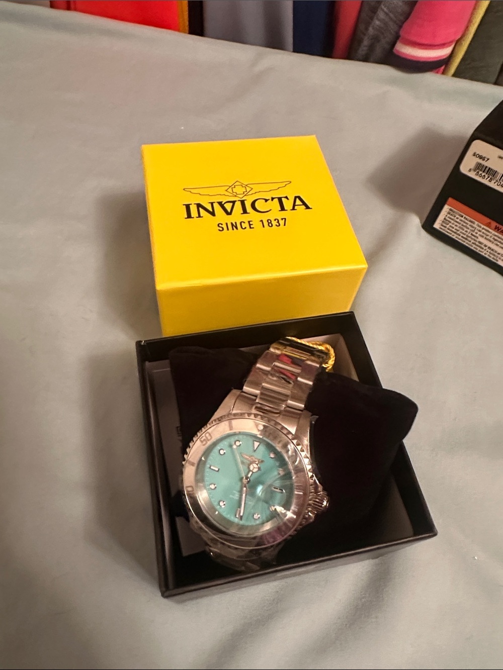 Invicta Silver Watch with Turquoise Dial